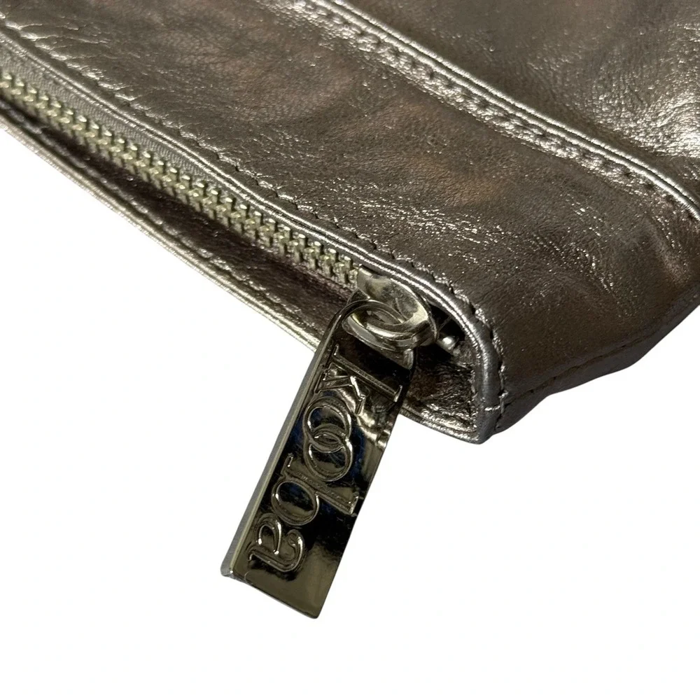 Kooba Silver Lame Metallic  Clutch With‎ Side Bow Y2K